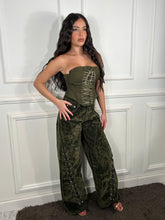 Pantalone Velluto Stringhe Green