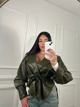 Giacca crop ecopelle Green