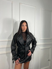 Giacca ecopelle crop