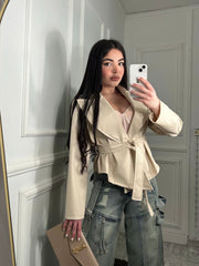 Giacca ecopelle crop