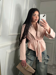 Giacca ecopelle crop